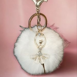 💕 2/$12 Ballerina Pompom Keychain Bag Tag